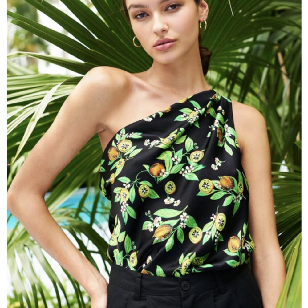 CAMI NYC Darby Silk Bodysuit Kiwi Floral Medium NWOT